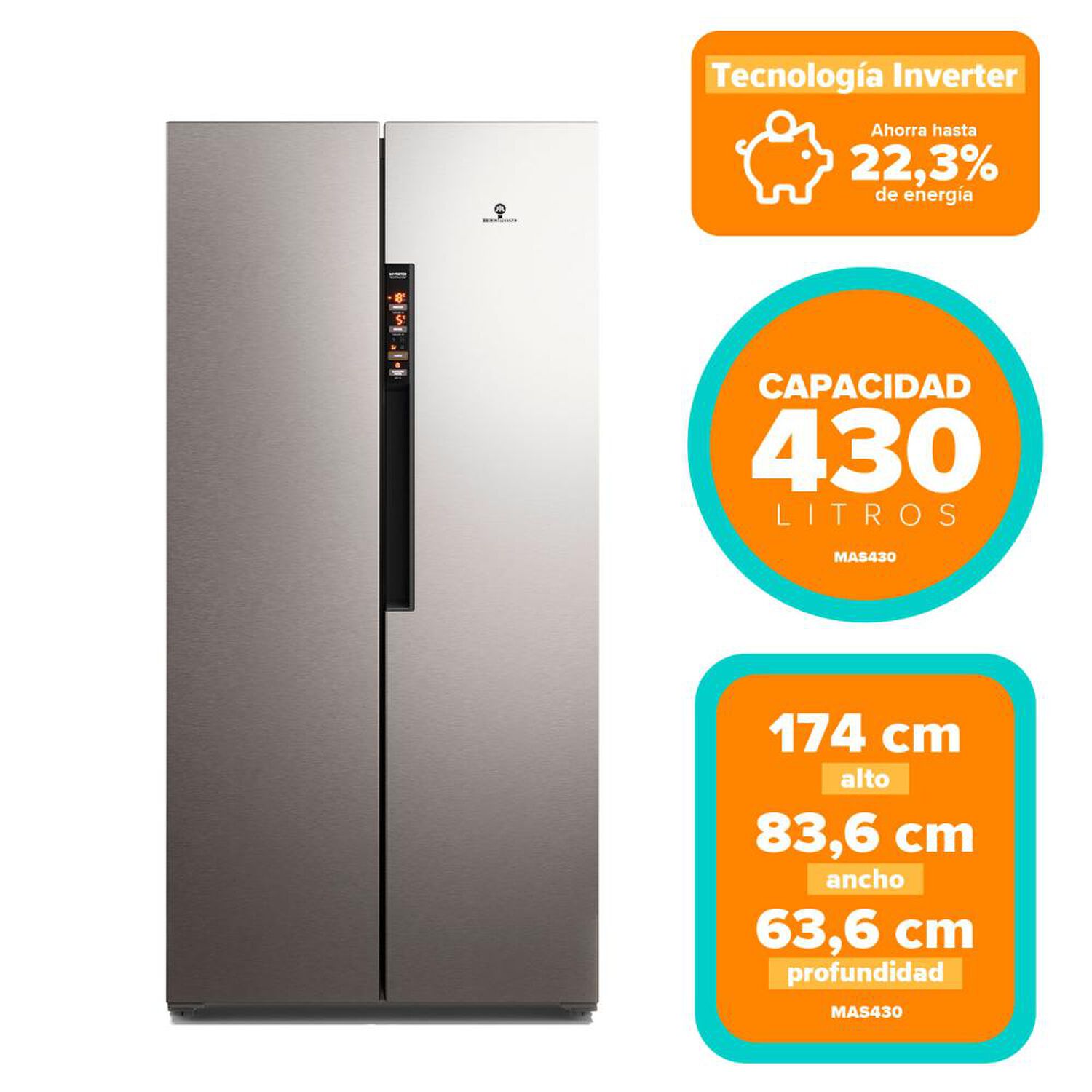 Refrigerador Side By Side Mademsa Mas430 / No Frost / 430 Litros / D image number 6.0